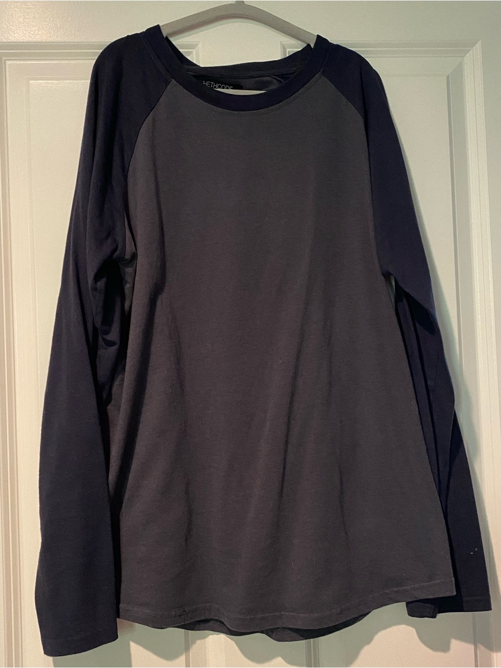 Everyday Kids Long Sleeve Raglan Tee - Charcoal and Navy